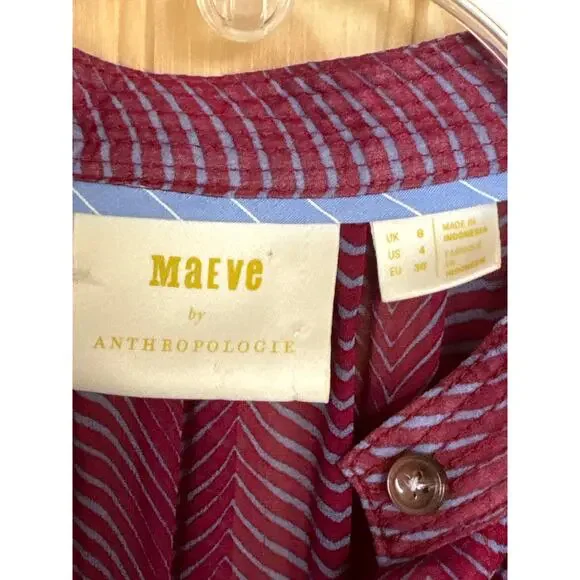 Maeve by Anthropologie Sheer Zebra Imogen Slit Maxi Dress Burgundy Gray SZ 4 - Picture 6 of 6